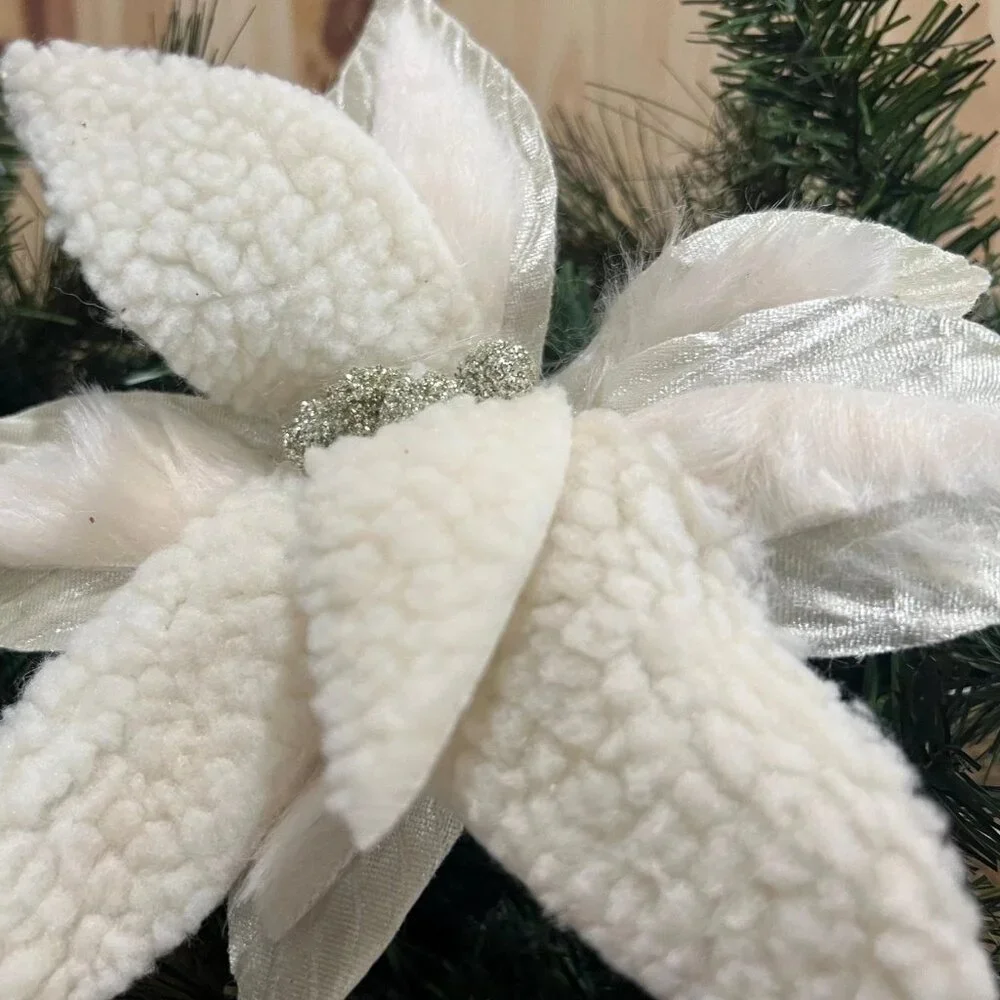 Woolly/Fur Poinsettia Stem Christmas Tree Trimming Decor Craft Supplies